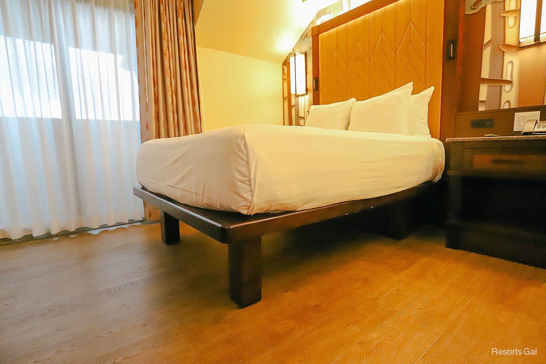 shows where guests can store luggage underneath the beds at Disney's Wilderness Lodge 