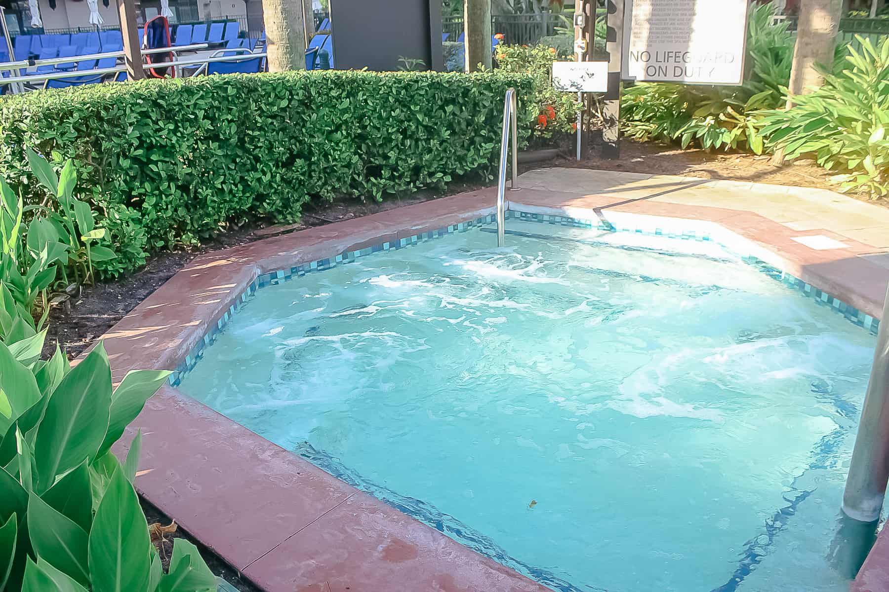 a hot tub that sits by the Oasis Pool 