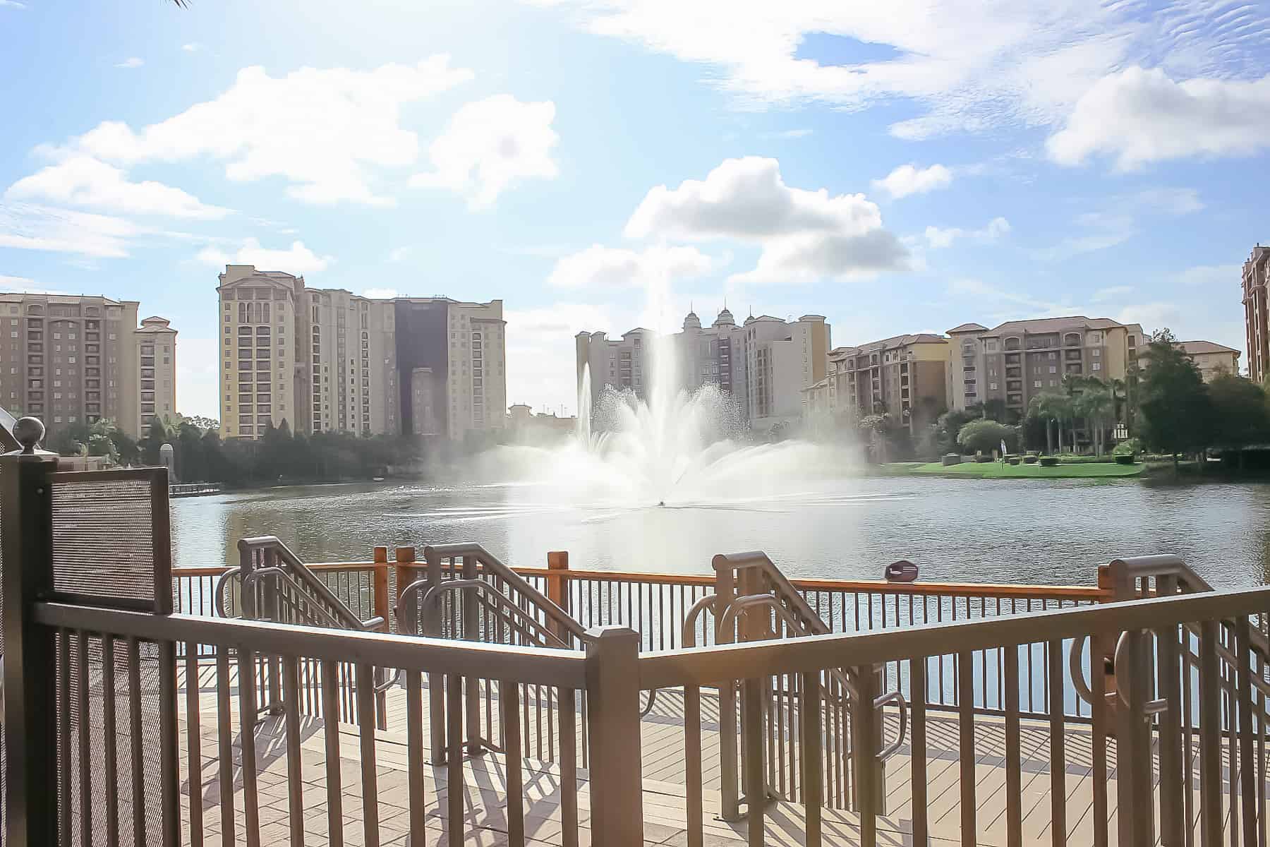 resort photo of fountain on lake 