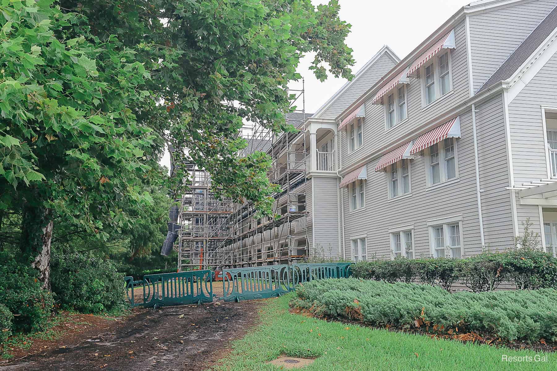 the far side of the Yacht Club construction work