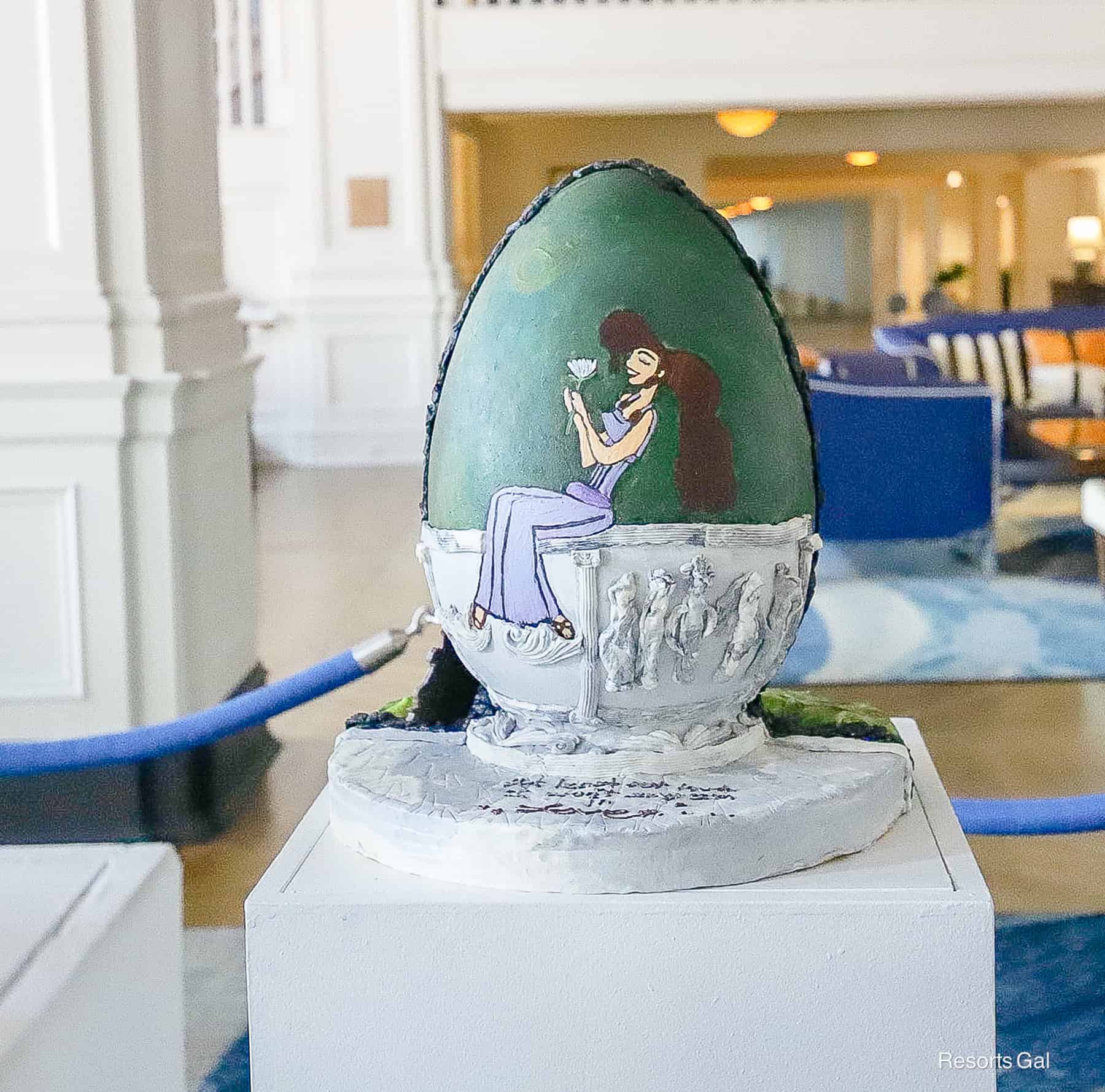 Megara from Hercules painted on the back of the egg 