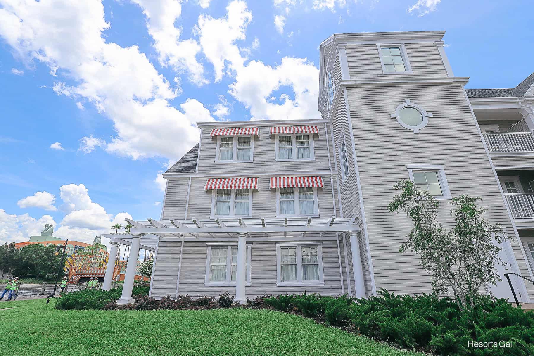 new siding and awnings on the Yacht Club