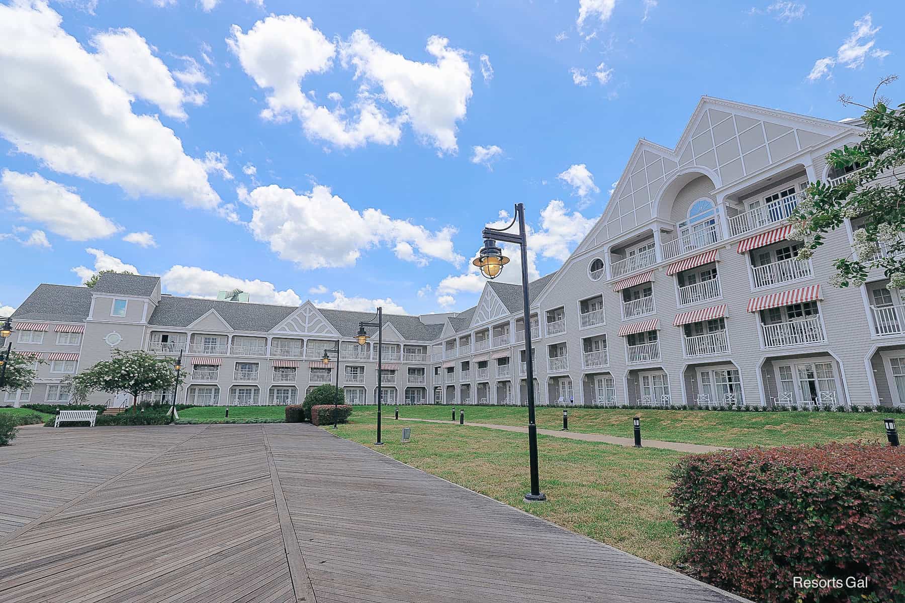 a finished area of the Yacht Club Resort at Disney after new siding