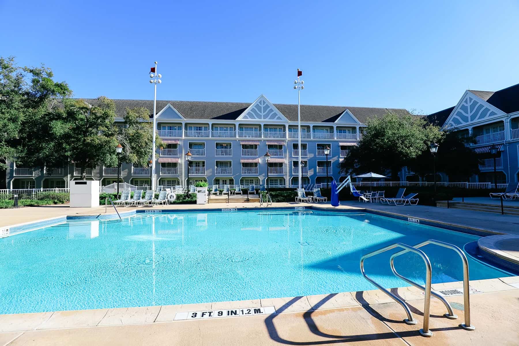 a side view of the Admiral Pool at Disney's Yacht Club 